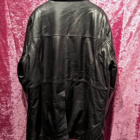 Shelby XXXL Men's Black Leather Car Coat with Four Pocket Design 3XL - Picture 7 of 10